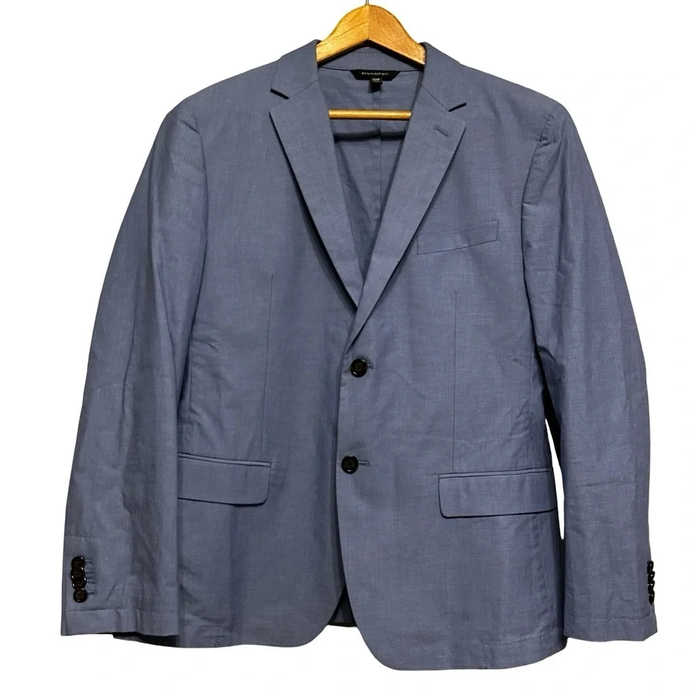 Banana Republic Men’s Slim Fit Blue Cotton Blend Blazer Jacket 42R Suit Coat